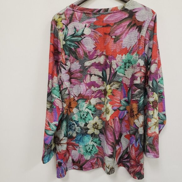 Soft Surroundings Womens Tropical Flower Top Size 2X Beachy Vacation Stretch - Picture 2 of 9